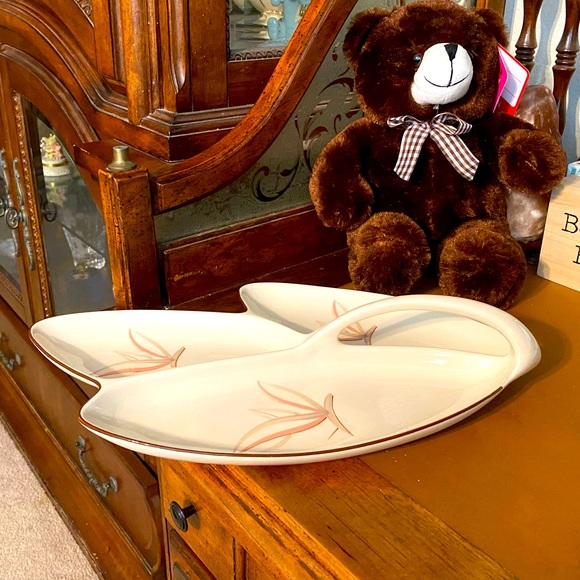 Vintage Hand Crafted Winfield China Dragon Flower Divided Serving Tray - Picture 4 of 5